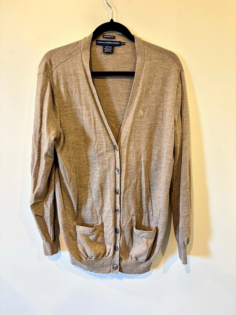 Ralph Lauren Sport Boyfriend Fit Merino Wool Cardigan Merino Wool Brown XL
